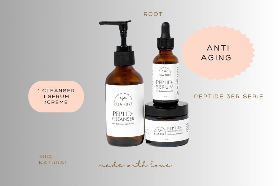 Root - Ella Pure - Peptide er Serie bestehend aus Cleanser, Serum und Feuchtigkeitscreme
