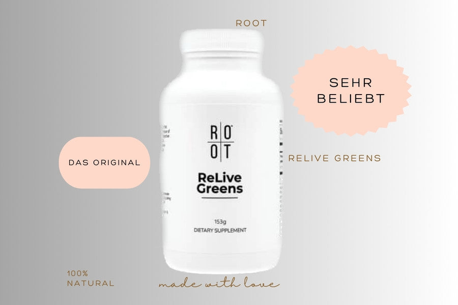 ROOT Relive Greens Dose mit 153gramm inhalt